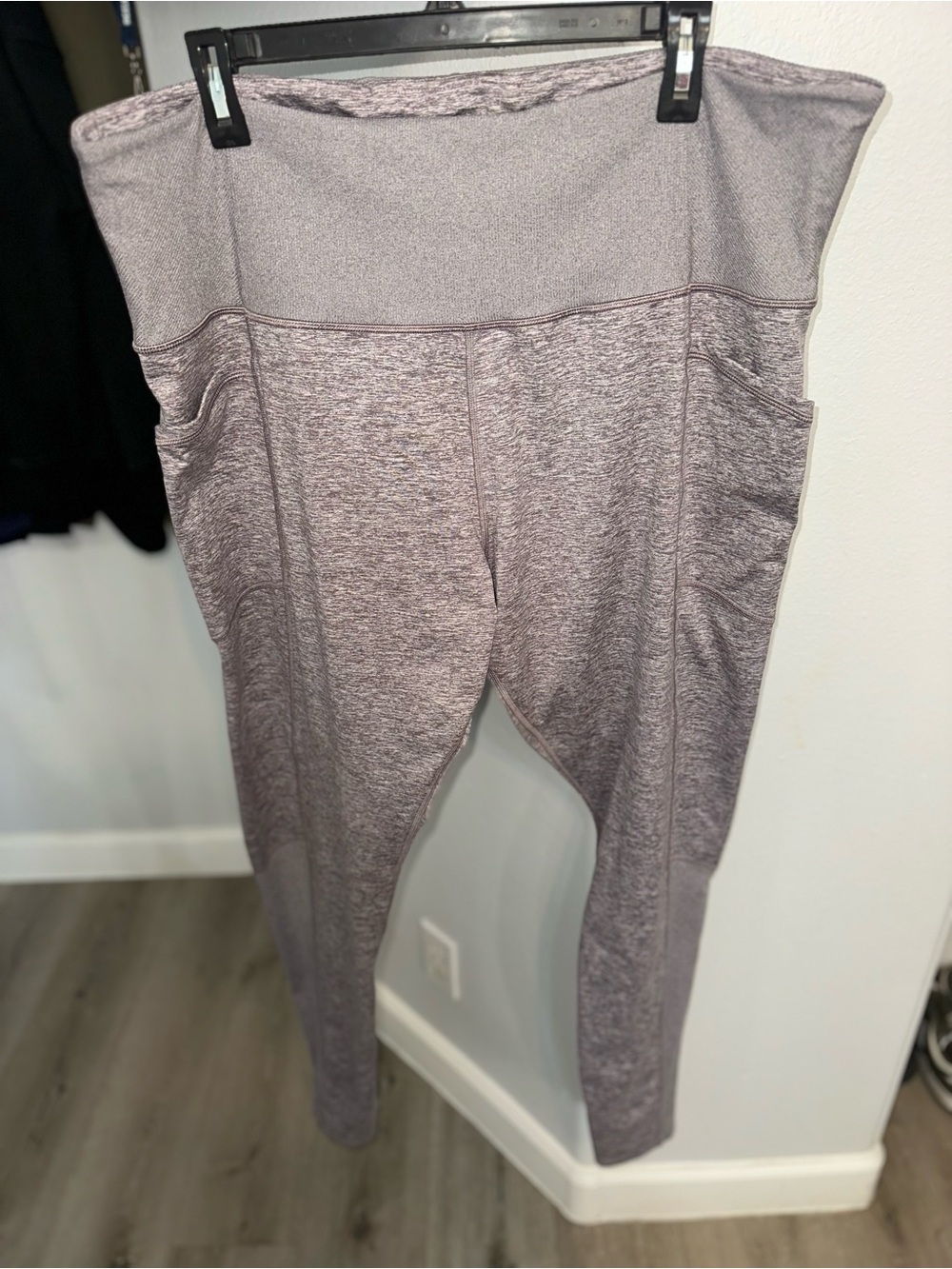 Athleta Heathered Lavender High-Waist Leggings with Side Pockets